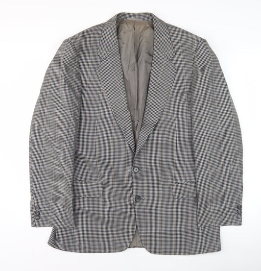Jaeger Men's Grey Check Wool Blazer Jacket 50R Regular Fit