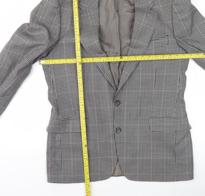 Jaeger Men's Grey Check Wool Blazer Jacket 50R Regular Fit