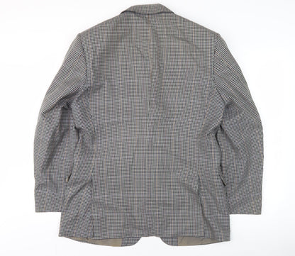 Jaeger Men's Grey Check Wool Blazer Jacket 50R Regular Fit