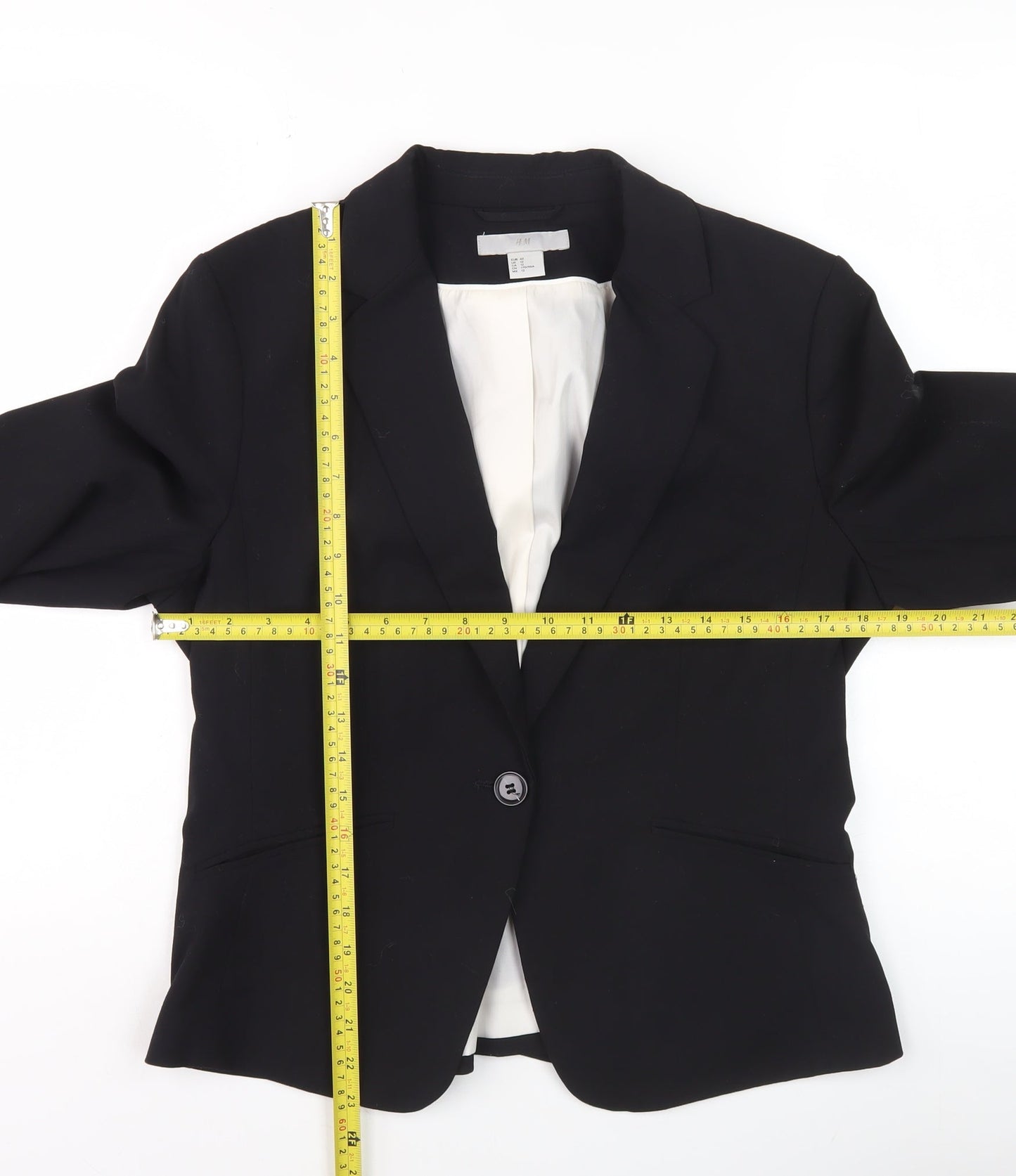 H&M Women’s Black Blazer Size 14 Regular Fit Single-Breasted Notch Lapel