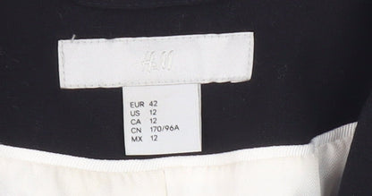 H&M Women’s Black Blazer Size 14 Regular Fit Single-Breasted Notch Lapel