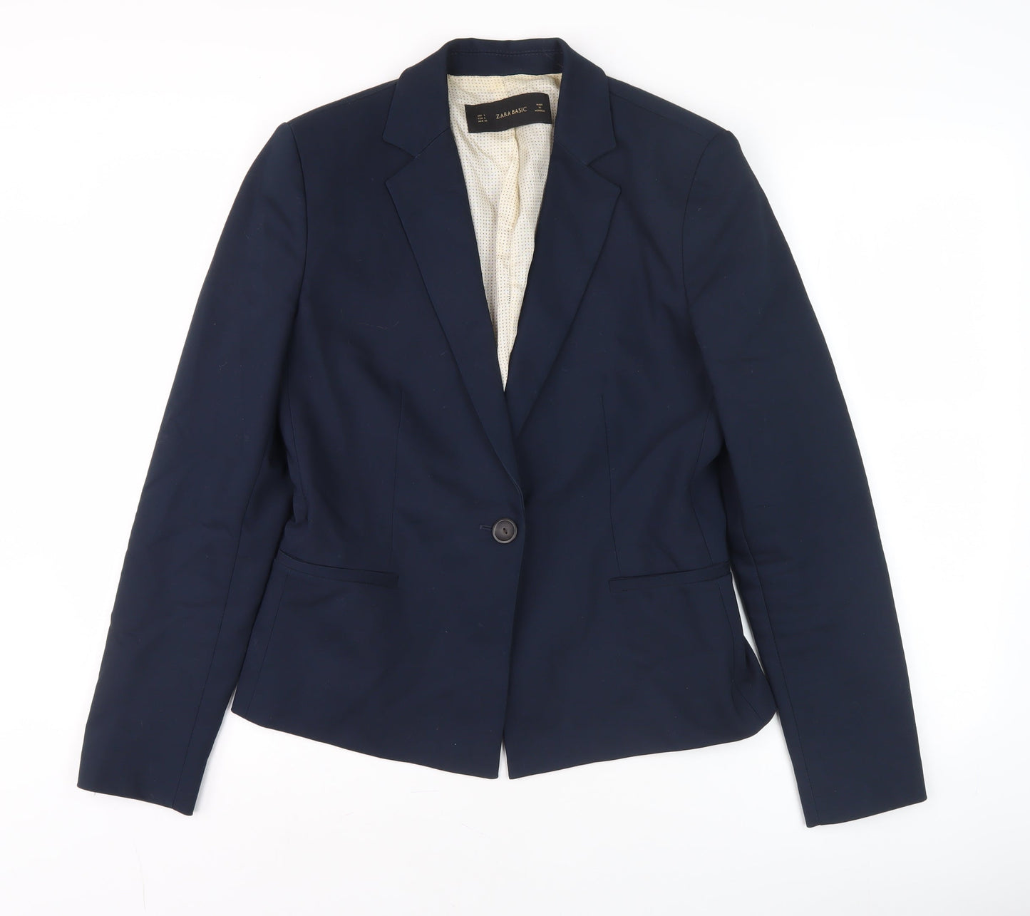 Zara Basic Women's Blue L Notch Lapel Slim Fit Blazer Jacket