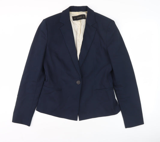 Zara Basic Women's Blue L Notch Lapel Slim Fit Blazer Jacket