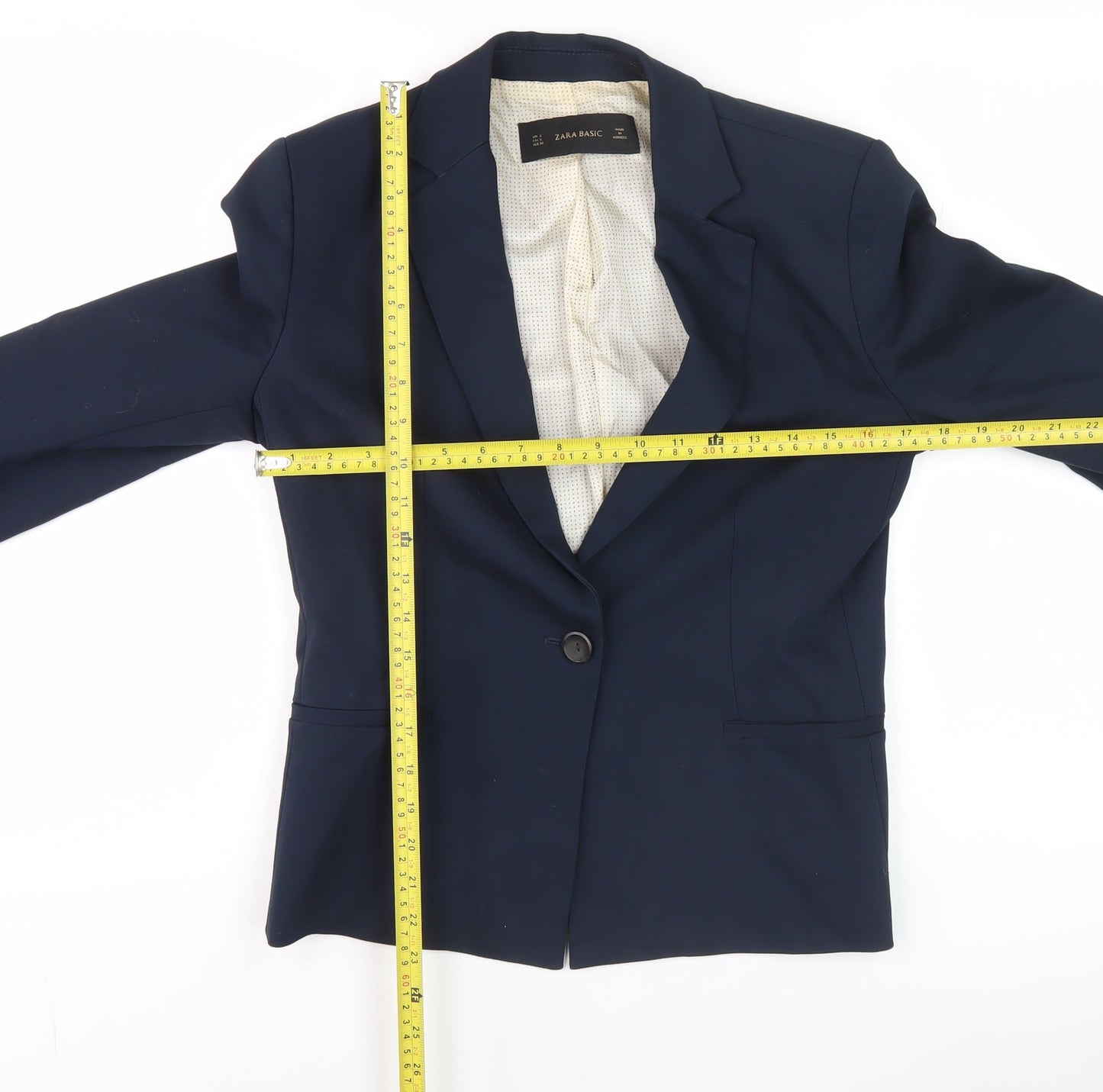 Zara Basic Women's Blue L Notch Lapel Slim Fit Blazer Jacket