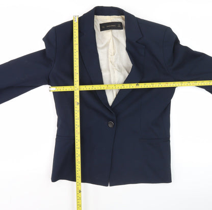 Zara Basic Women's Blue L Notch Lapel Slim Fit Blazer Jacket