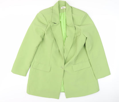 Mochy Women's Green M Regular Fit Long Blazer Jacket