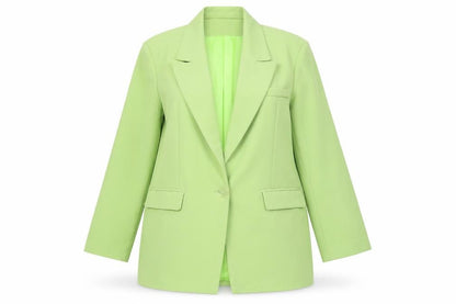 Mochy Women's Green M Regular Fit Long Blazer Jacket