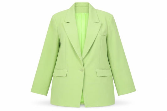 Mochy Women's Green M Regular Fit Long Blazer Jacket