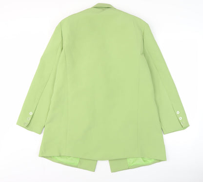 Mochy Women's Green M Regular Fit Long Blazer Jacket