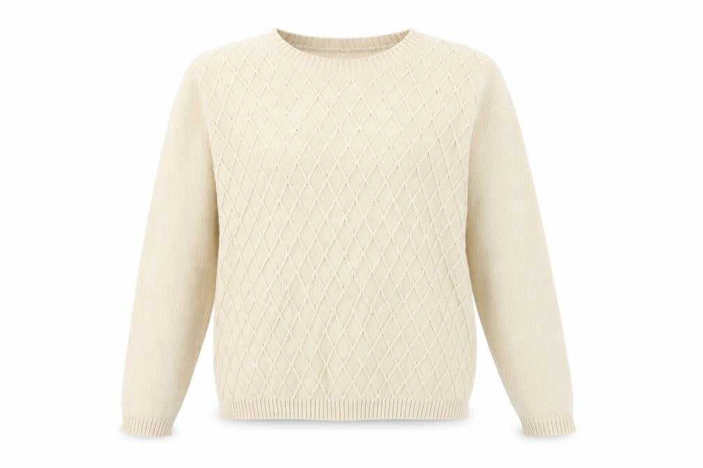 Bonmarché Women's Beige Crew Neck Argyle Knit Pullover Jumper M