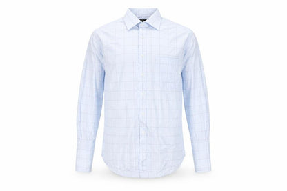 Front view of Thomas Nash Men's Blue Check 16in Cotton Long Sleeve Shirt