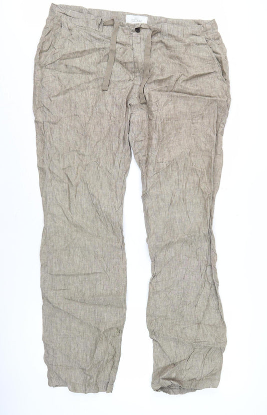 Womens UK Size L NEXT Regular Fit Chino Beige Trousers