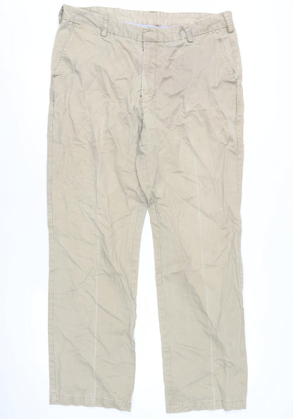 John Lewis Men Beige Chino Trousers 36in Waist Regular Fit Straight Leg