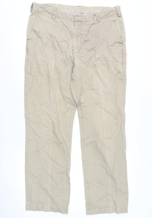 John Lewis Men Beige Chino Trousers 36in Waist Regular Fit Straight Leg