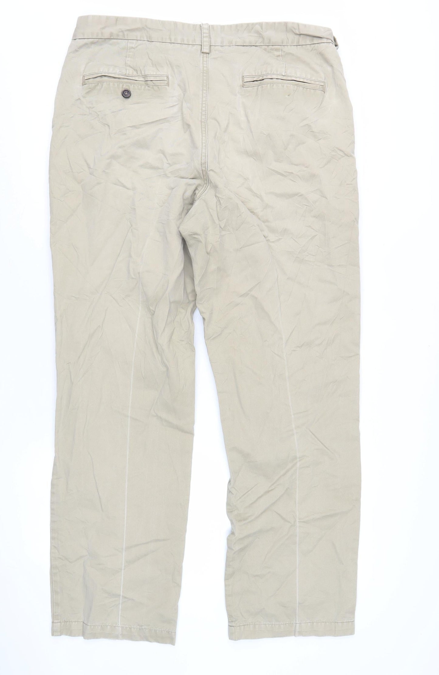 John Lewis Men Beige Chino Trousers 36in Waist Regular Fit Straight Leg