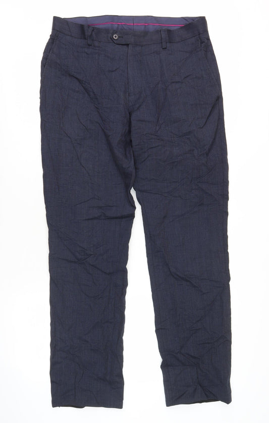 Mens UK Size 32U Charles Tyrwhitt Slim Fit Dress Pants Blue Trousers