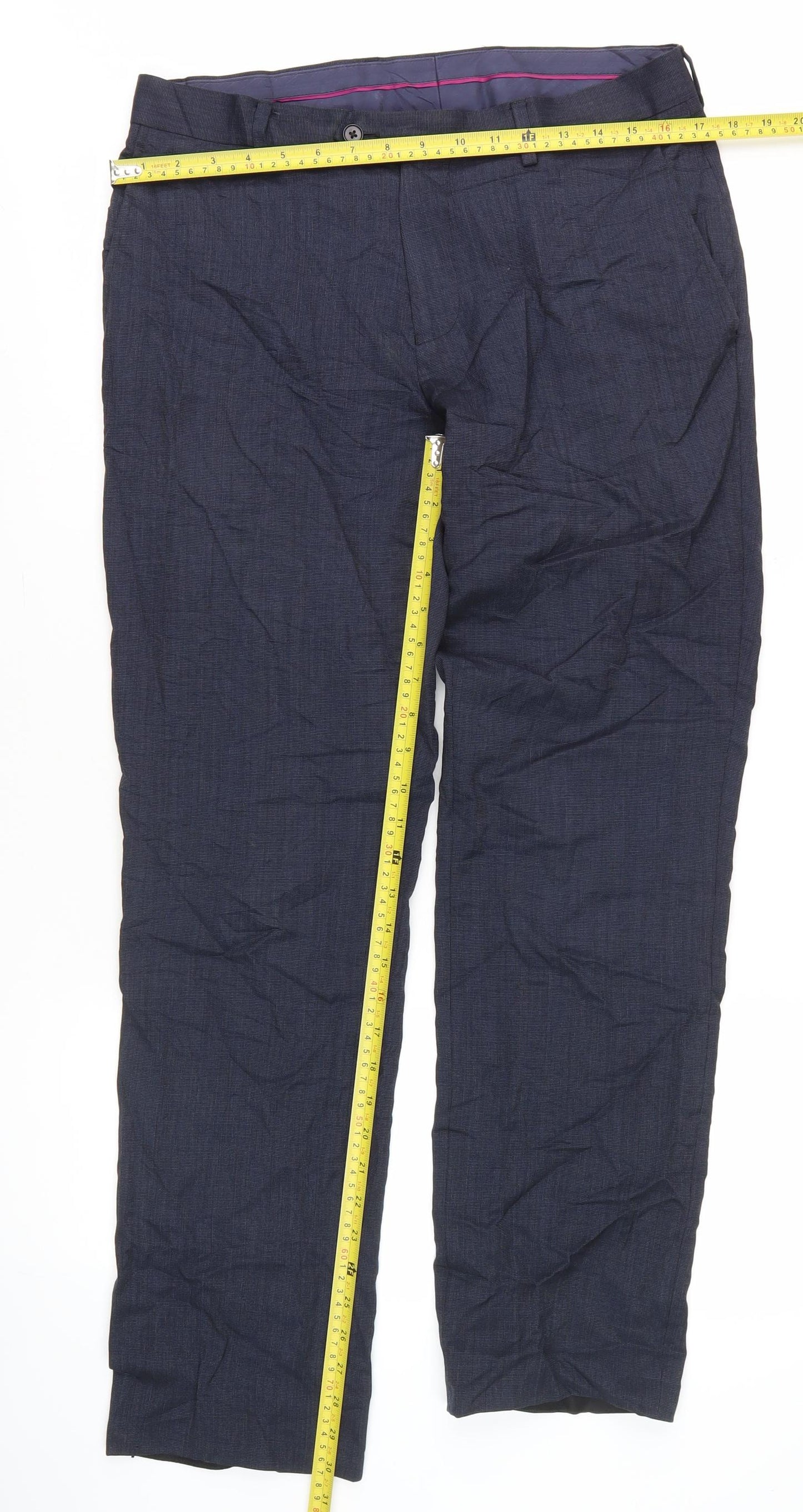 Mens UK Size 32U Charles Tyrwhitt Slim Fit Dress Pants Blue Trousers