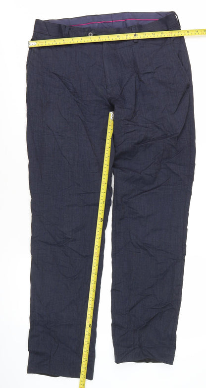 Mens UK Size 32U Charles Tyrwhitt Slim Fit Dress Pants Blue Trousers