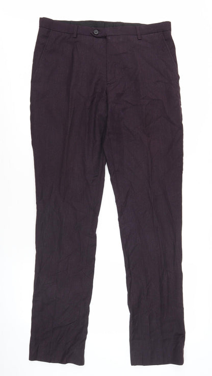 Next Men's Black Dress Trousers 32W 33L Straight Leg Formal Workwear