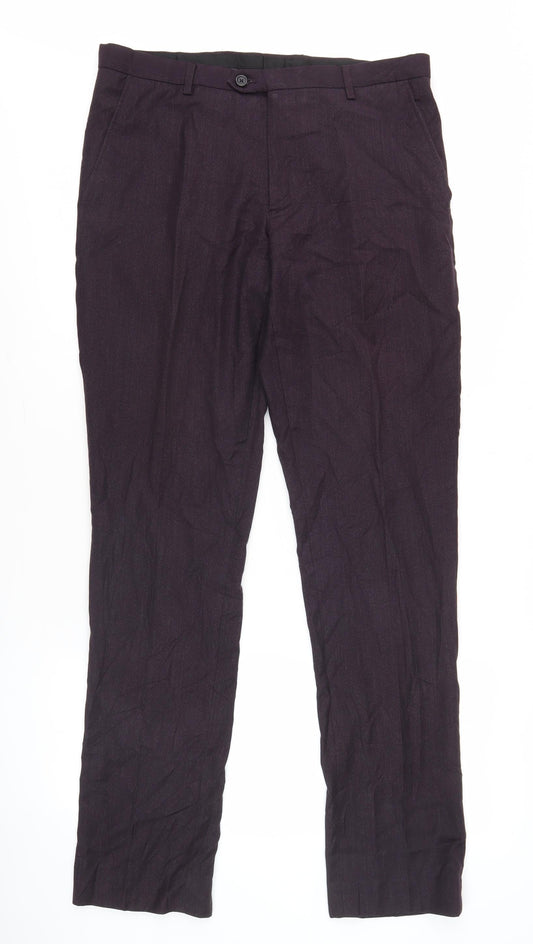 Next Men's Black Dress Trousers 32W 33L Straight Leg Formal Workwear