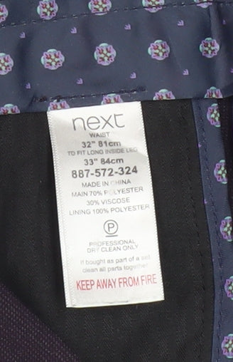 Next Men's Black Dress Trousers 32W 33L Straight Leg Formal Workwear