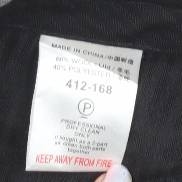 Next Men’s Black Pinstripe Dress Trousers 34R Wool Blend Regular Fit