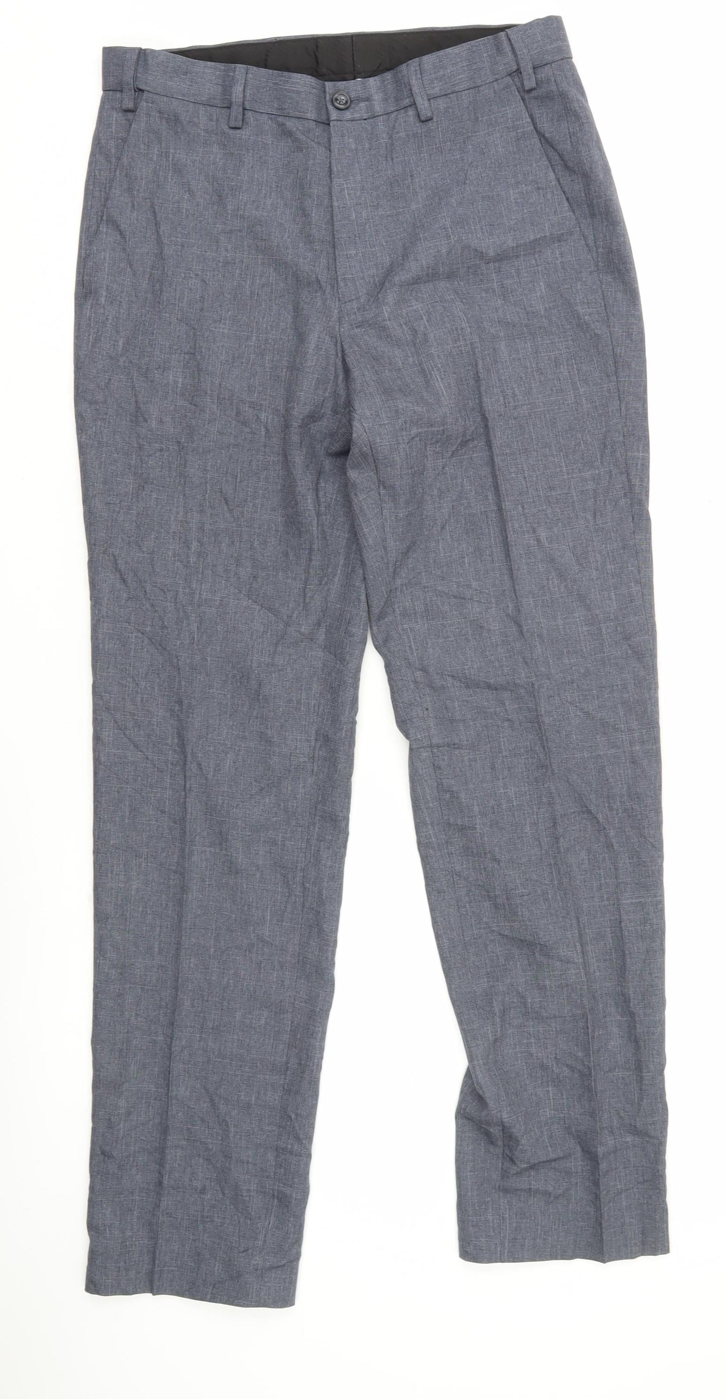 Marks and Spencer Men's Grey Regular Fit Chambray Trousers 32x33