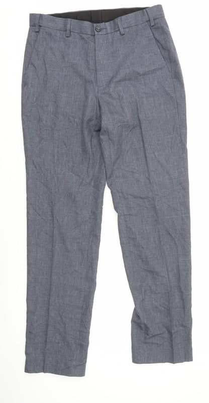 Marks and Spencer Men's Grey Regular Fit Chambray Trousers 32x33