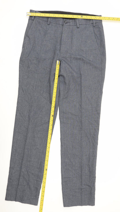 Marks and Spencer Men's Grey Regular Fit Chambray Trousers 32x33