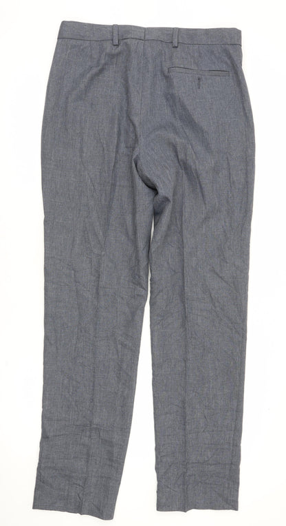 Marks and Spencer Men's Grey Regular Fit Chambray Trousers 32x33