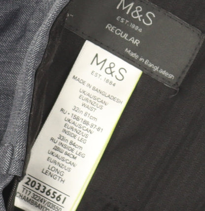 Marks and Spencer Men's Grey Regular Fit Chambray Trousers 32x33