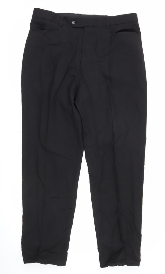 Ultimo Men's Black Wool Blend 36R Dress Pants Formal Trousers