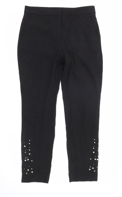 Zara Basic Women’s Black XS Skinny Trousers Beaded Ankle Autumn Winter