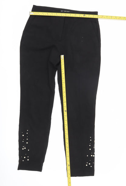 Zara Basic Women’s Black XS Skinny Trousers Beaded Ankle Autumn Winter
