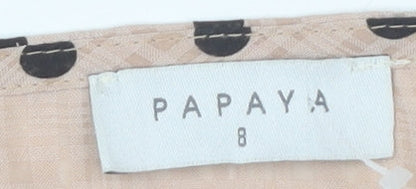 Papaya Women’s Beige Polka Dot Wrap Blouse Size 8 Long Sleeve