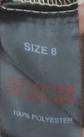 Papaya Women’s Beige Polka Dot Wrap Blouse Size 8 Long Sleeve