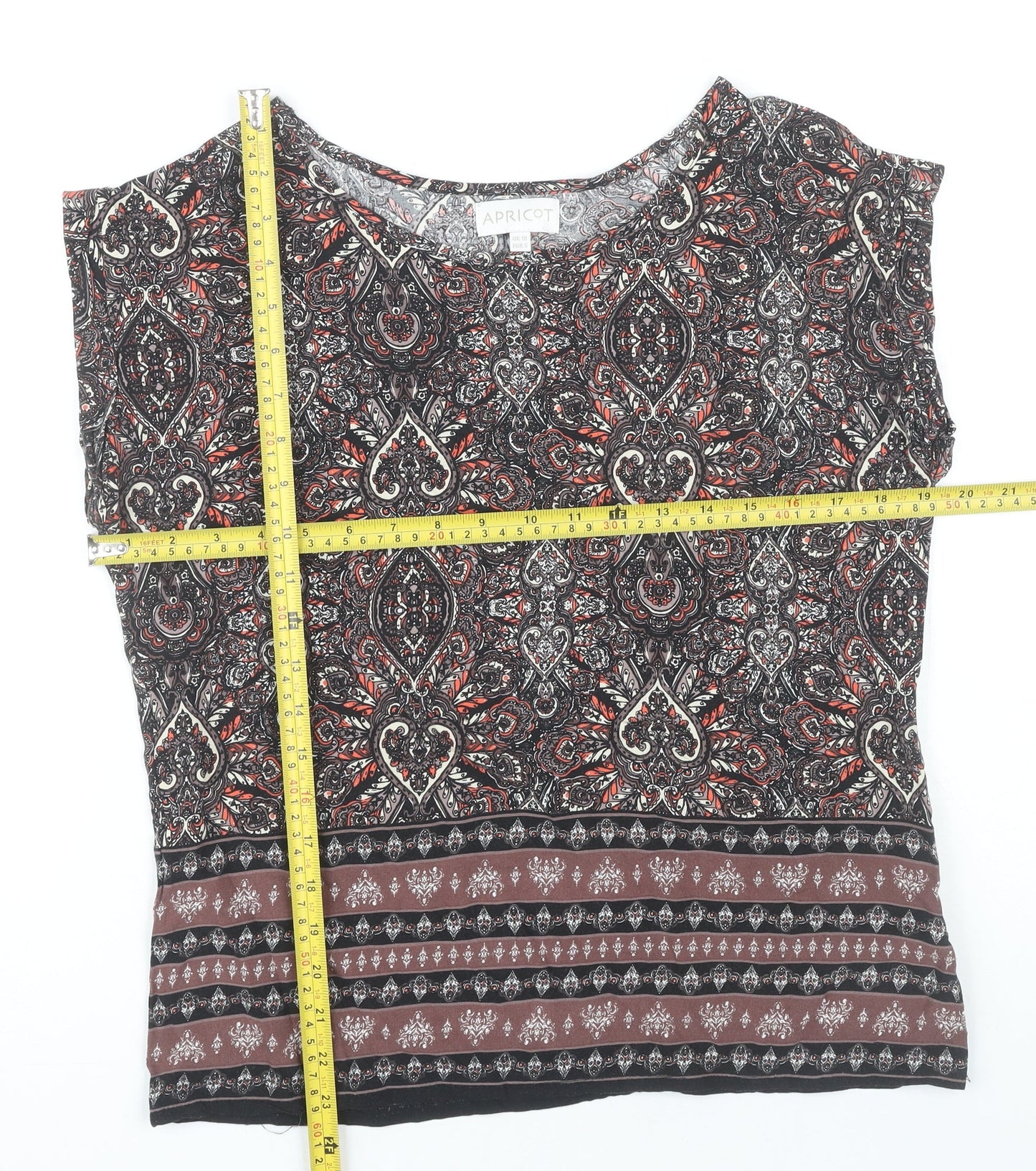 Womens UK Size 10 Apricot Multicoloured Tunic Blouse