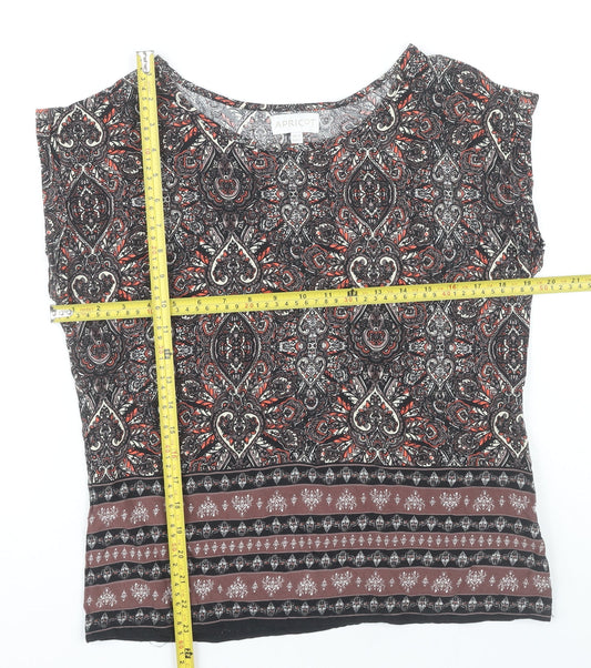 Womens UK Size 10 Apricot Multicoloured Tunic Blouse