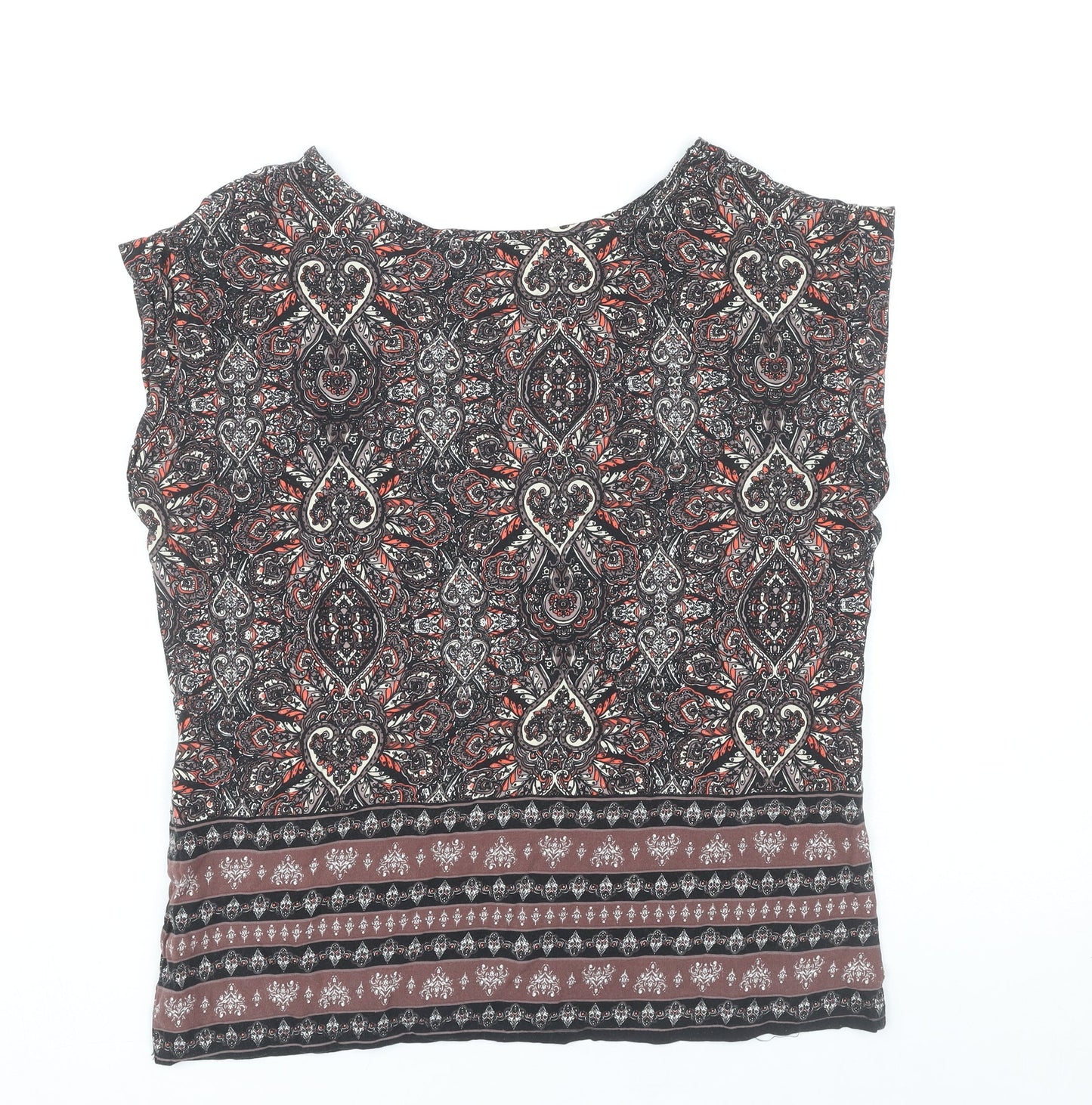 Womens UK Size 10 Apricot Multicoloured Tunic Blouse