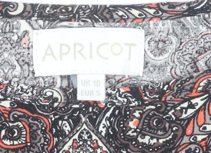 Womens UK Size 10 Apricot Multicoloured Tunic Blouse