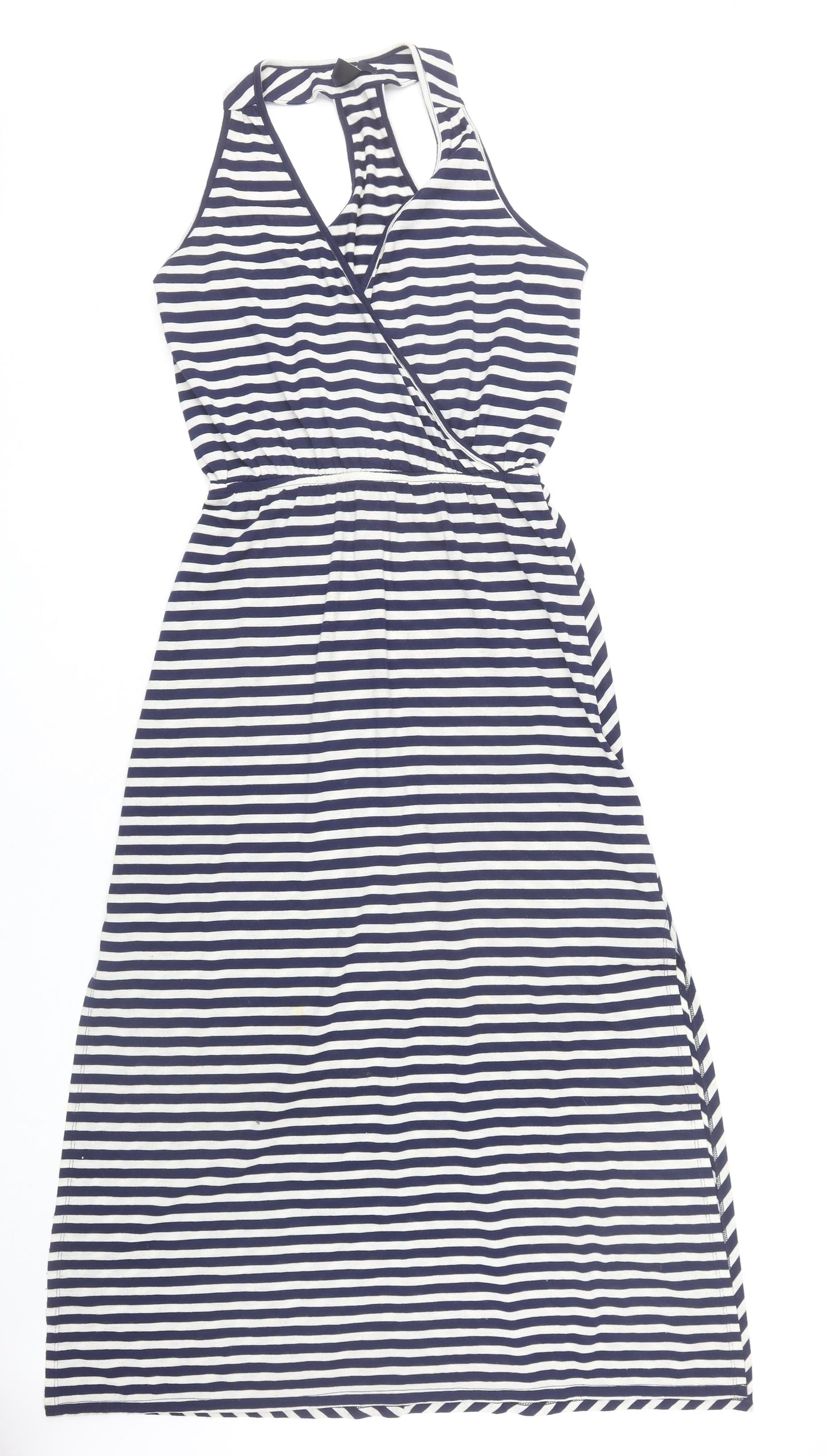 Gap Women’s Blue Striped Halter Wrap Midi Dress XS Nautical Summer