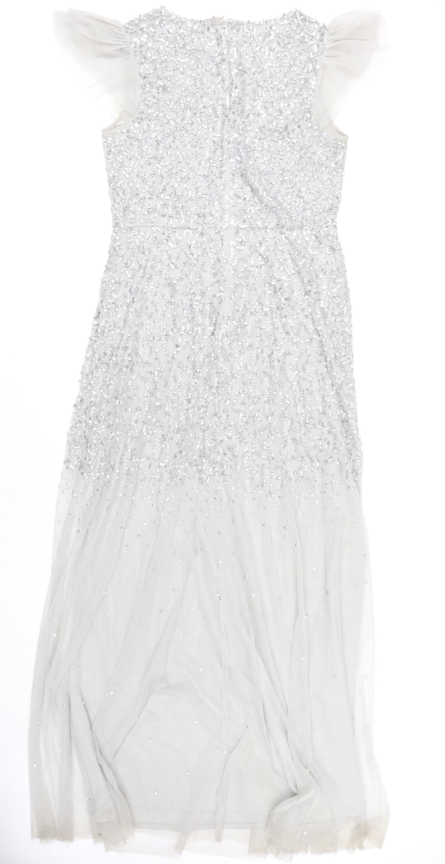 Coast Women’s Silver Beaded Sequin Maxi Dress Size 14 Formal Wedding