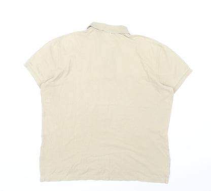 Ralph Lauren Men's Beige Polo Shirt L Custom Fit Slim Pique Cotton