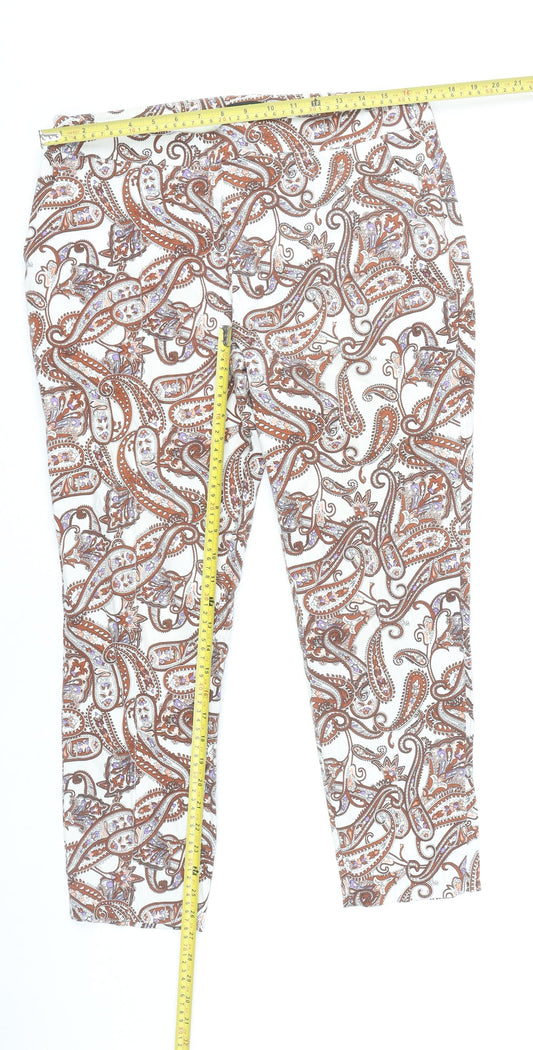 F&F Women's Multicoloured Paisley Capri Trousers UK 14 Slim Fit