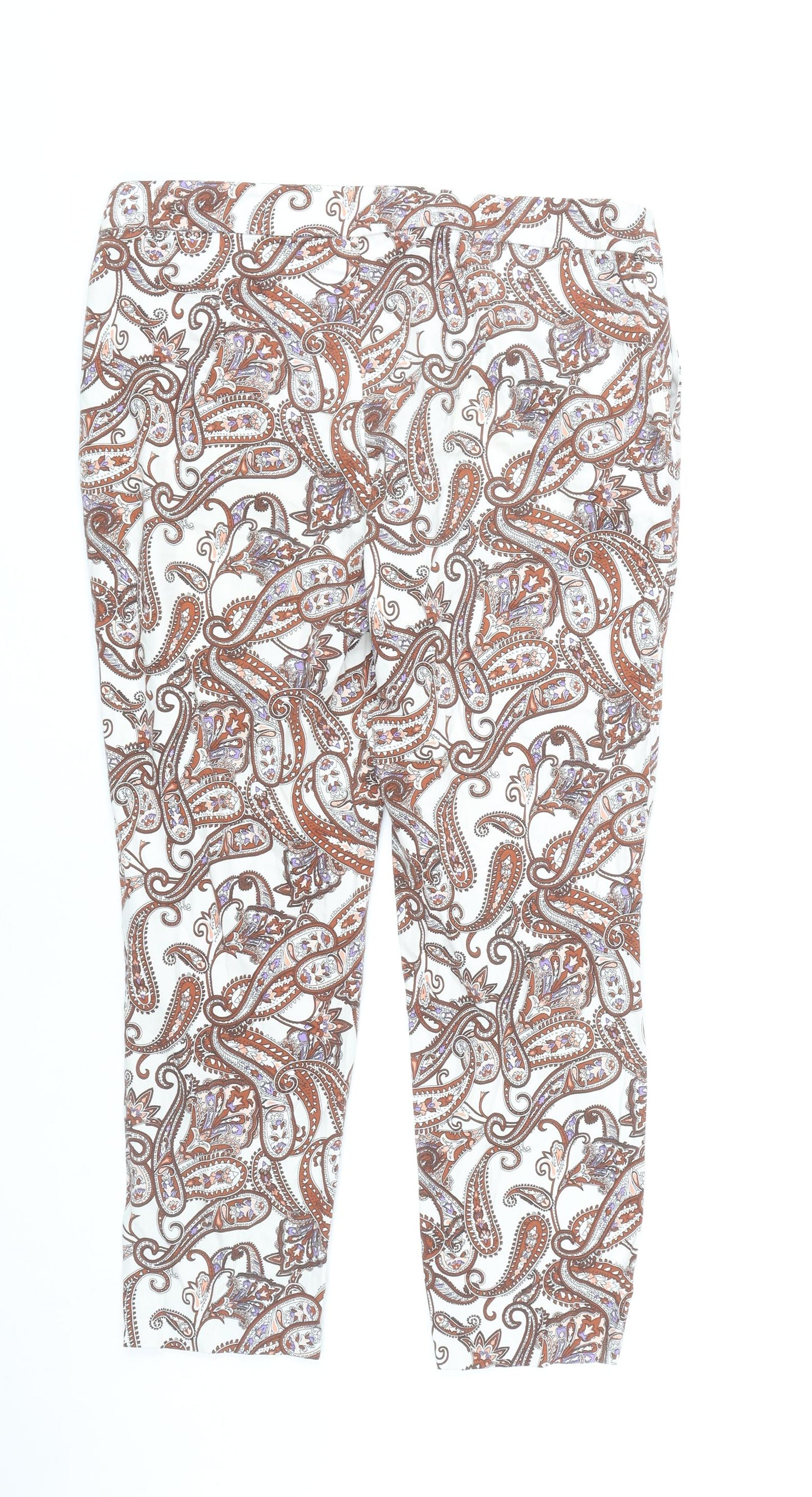 F&F Women's Multicoloured Paisley Capri Trousers UK 14 Slim Fit