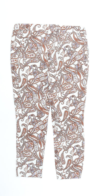 F&F Women's Multicoloured Paisley Capri Trousers UK 14 Slim Fit