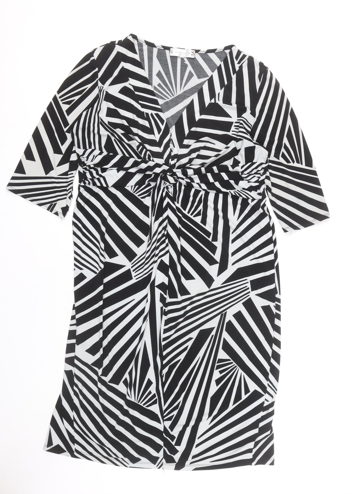 Deane & White Women’s Black Geometric Sheath Dress Size 18