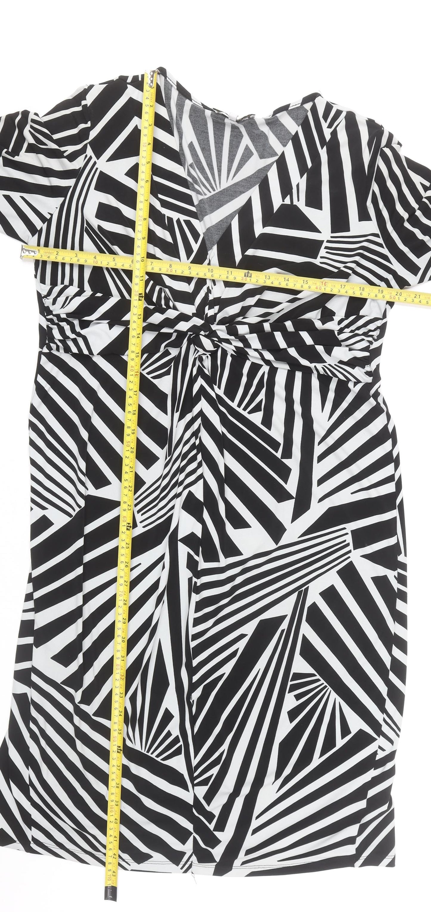 Deane & White Women’s Black Geometric Sheath Dress Size 18