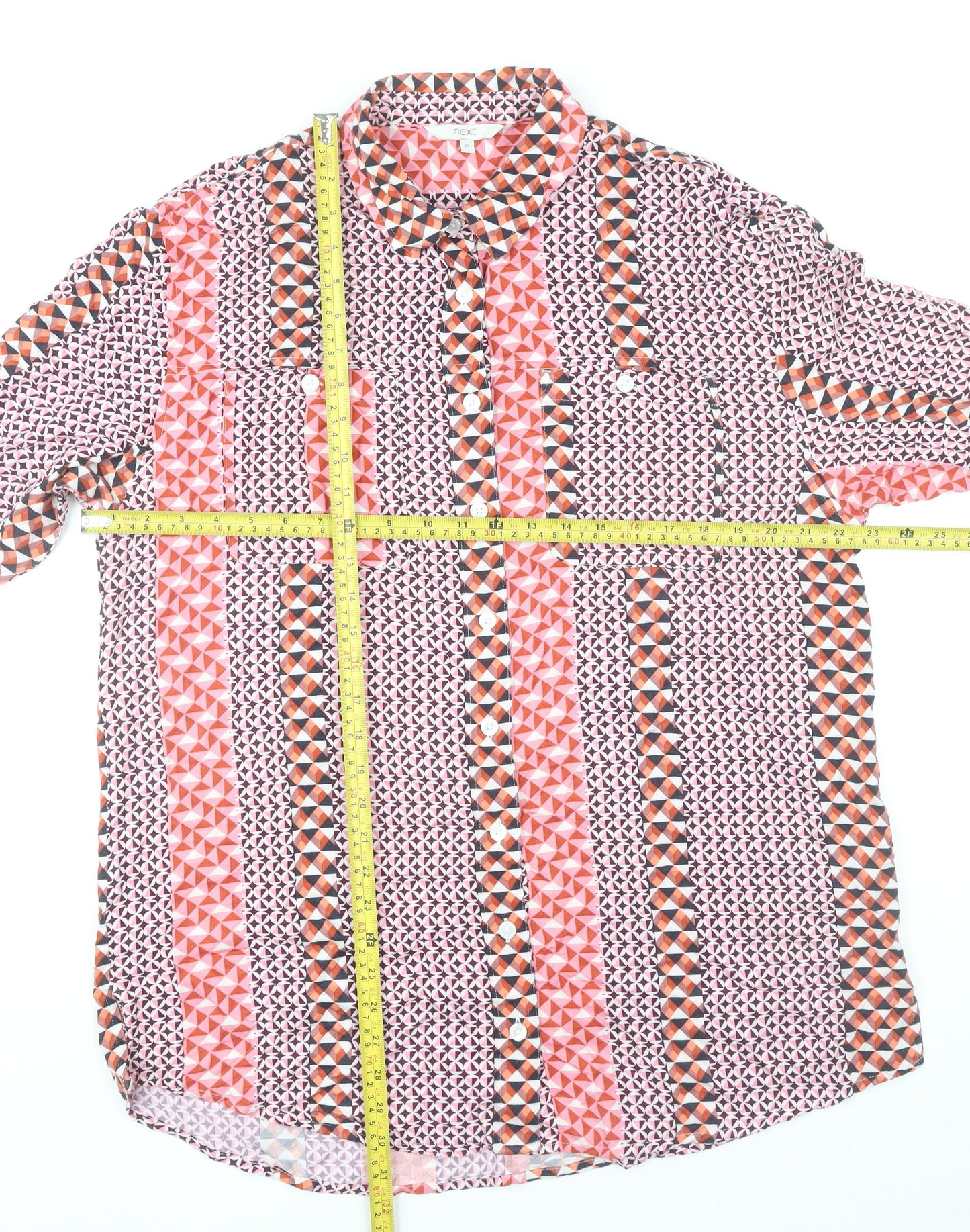 Womens UK Size 14 NEXT Multicoloured Basic Button-Up