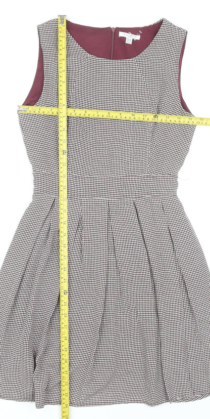 Goldkid London Women's Black Houndstooth Fit & Flare Dress UK 8